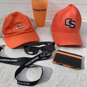 Vtg Oregon State Beavers Collegiate Baseball Trucker Hat Lot Nike Orange OSU